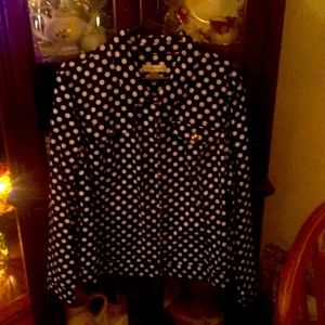 Christopher Banks XL blue polkadot denim jacket
